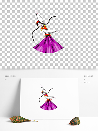 新疆舞蹈美女 民族舞蹈卡通画