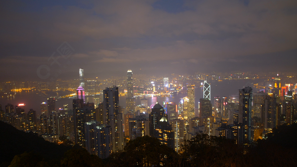 香港太平山顶原创2k延时夜景视频素材