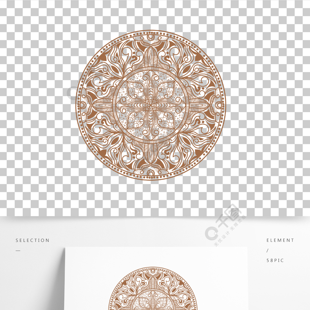 欧式曼陀罗古典文艺花纹底纹暗纹圆形图案