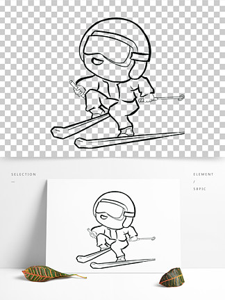 免抠手绘冬奥会 i>滑/i i>雪/i>运动小人简笔 i>画/i>