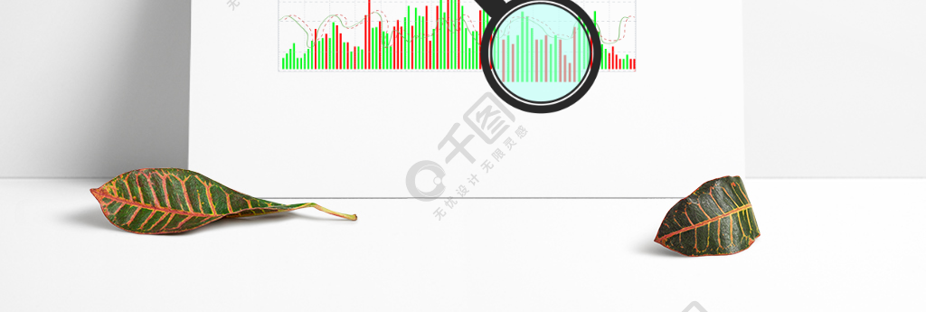 手绘放大镜股票价格波动k线图