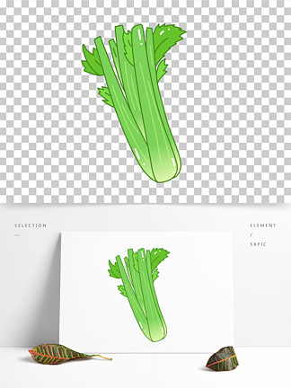 卡通手绘蔬菜西芹 i>线/i i>条/i>插 i>画/i>矢量装饰元素