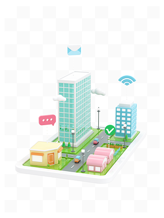 C4D现代风5G线上智慧城市立体模型