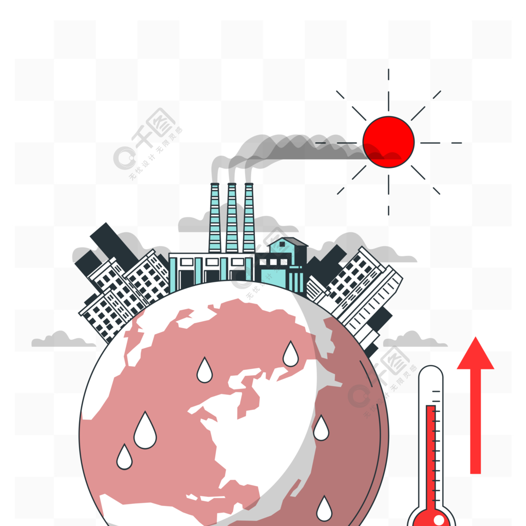 世界地球日环保主题全球变暖大气污染矢量图