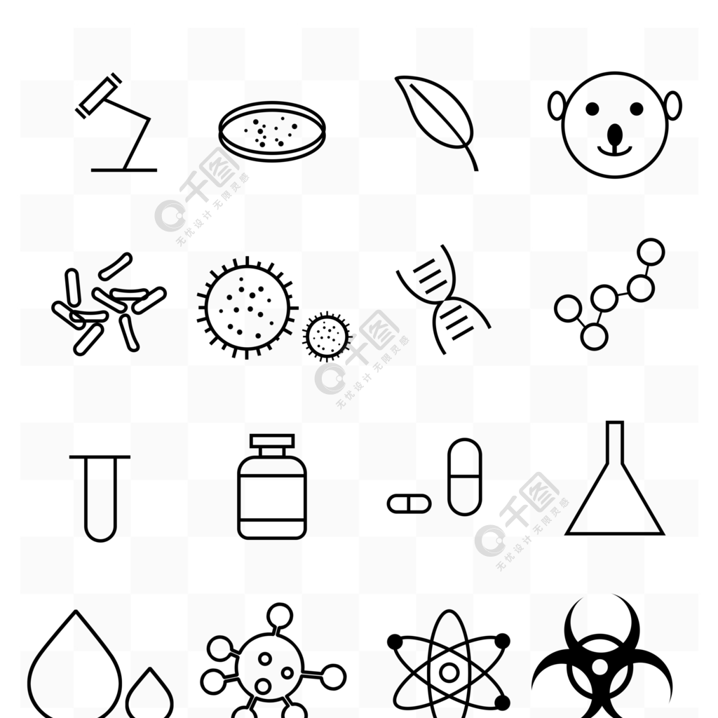 生物学科教育学习矢量图标简约线性