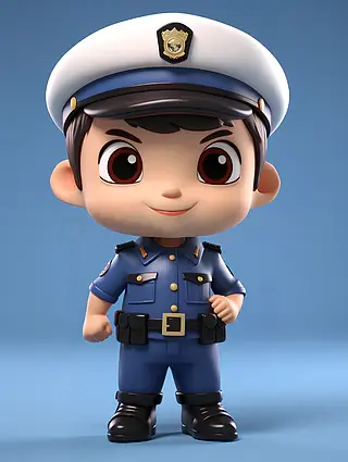 3d卡通小孩警官装扮