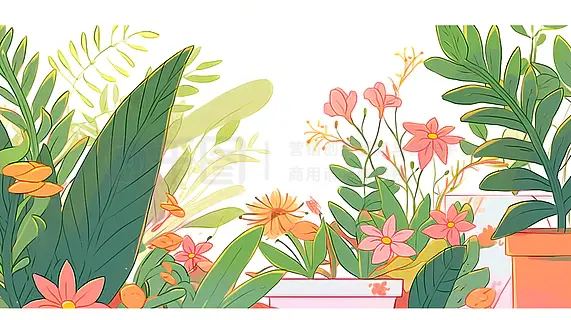 手绘卡通植物种元素插画