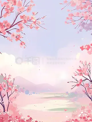 樱花季樱花手绘插图春天插画背景