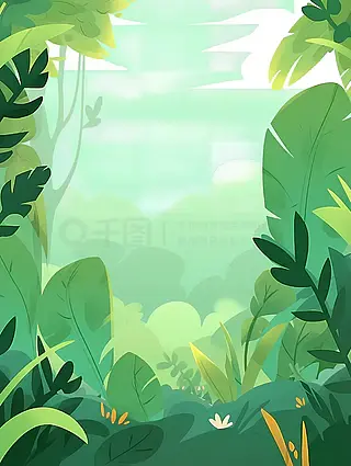 手绘卡通植物绿色灌木丛元素插画背景