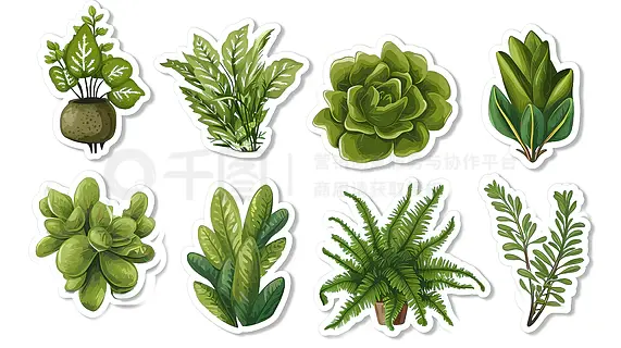 植物绿植盆栽手绘插画贴纸