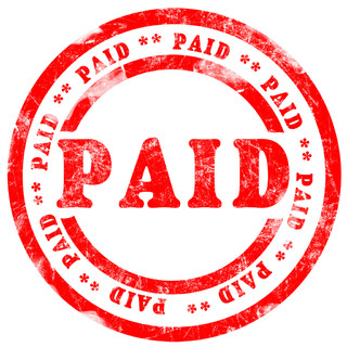 红色圆形“PAID”印章