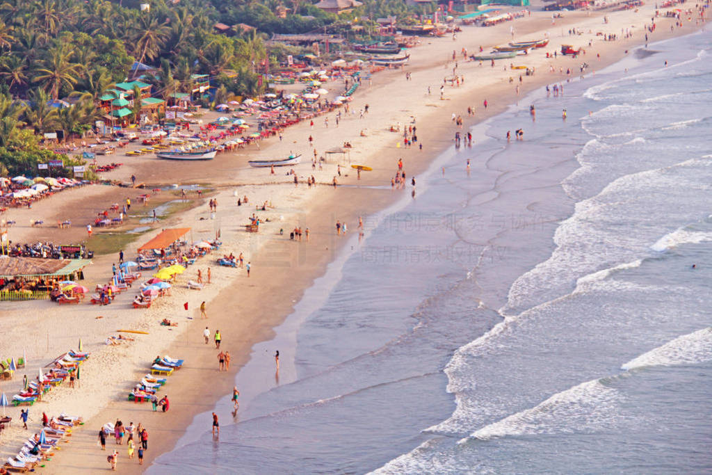 Arambol Beach. View from the sky, from above, aerophoto, point