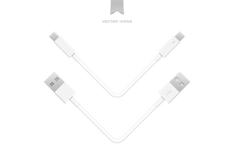 外围设备接口电缆隔离在白色背景上。矢量 Pci 快递，显示端口。计算机外围设备或监视器高速连接器供应。通用串行总线和迅雷