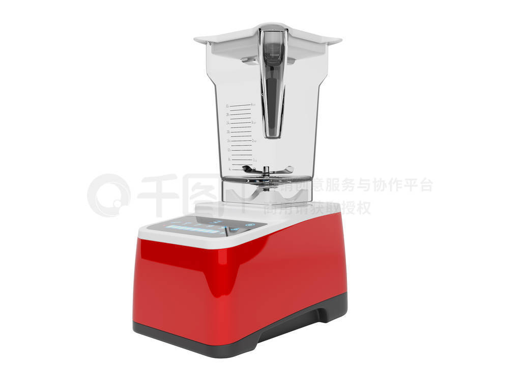 Red blender with bowl with touch control 3d render illustration
