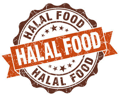 棕色圆形印章上面写着“HALALFOOD”