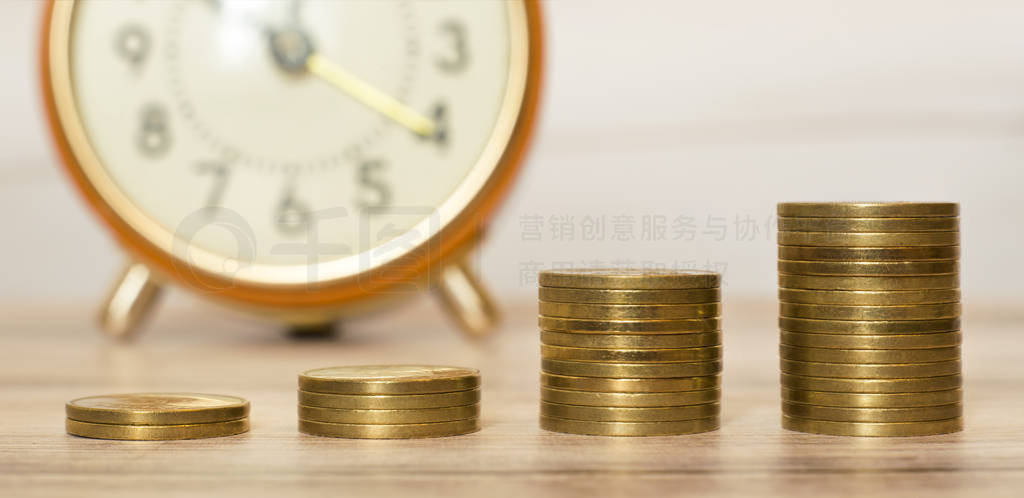 Money savings concept, gold coins web banner