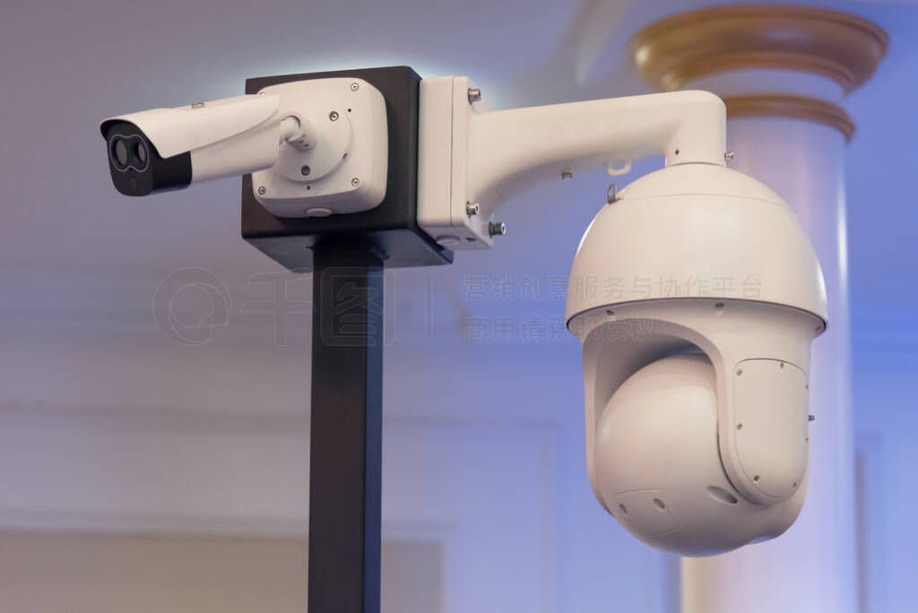 Security CCTV camera or surveillance system in office building,