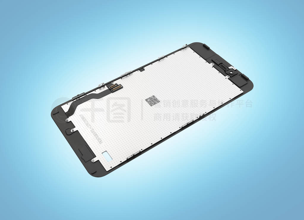 Touch screen of smartphone spare part isolated on blue gradient