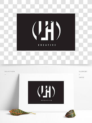 lh l h 白色字母标志设计与黑色背景
