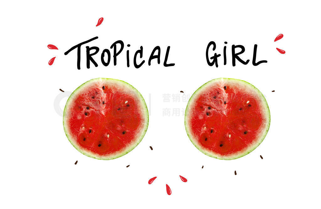 Tropical girl slogan, watermelon and lettering, t-shirt graphic,