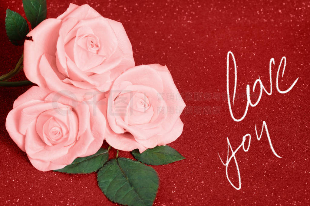 Card valentine day roses text