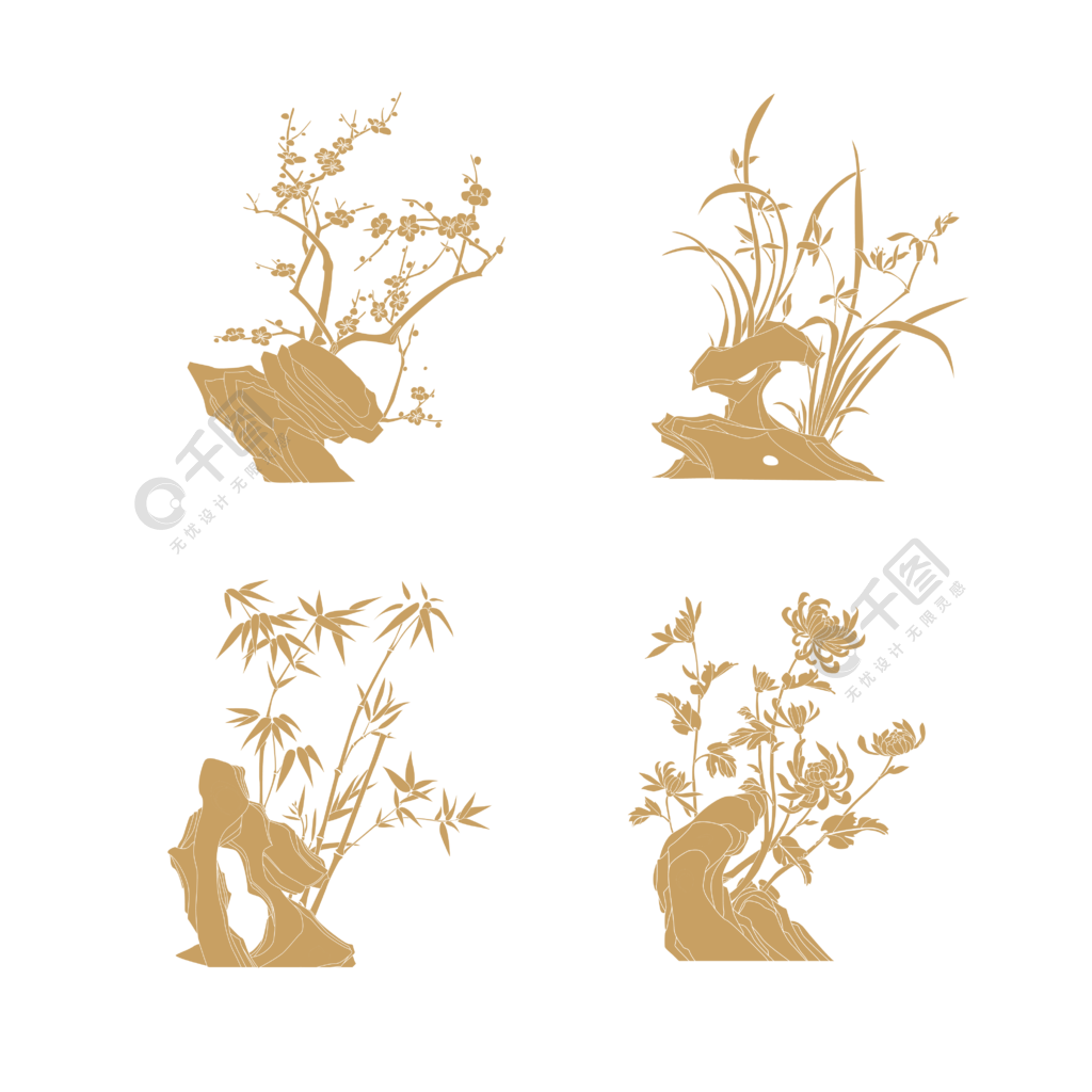 中国风梅兰竹菊剪影1年前发布