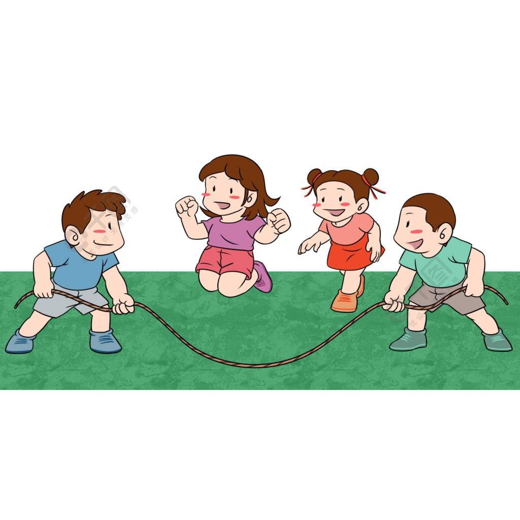 儿童节游戏 跳绳 快乐玩耍 小朋友六一