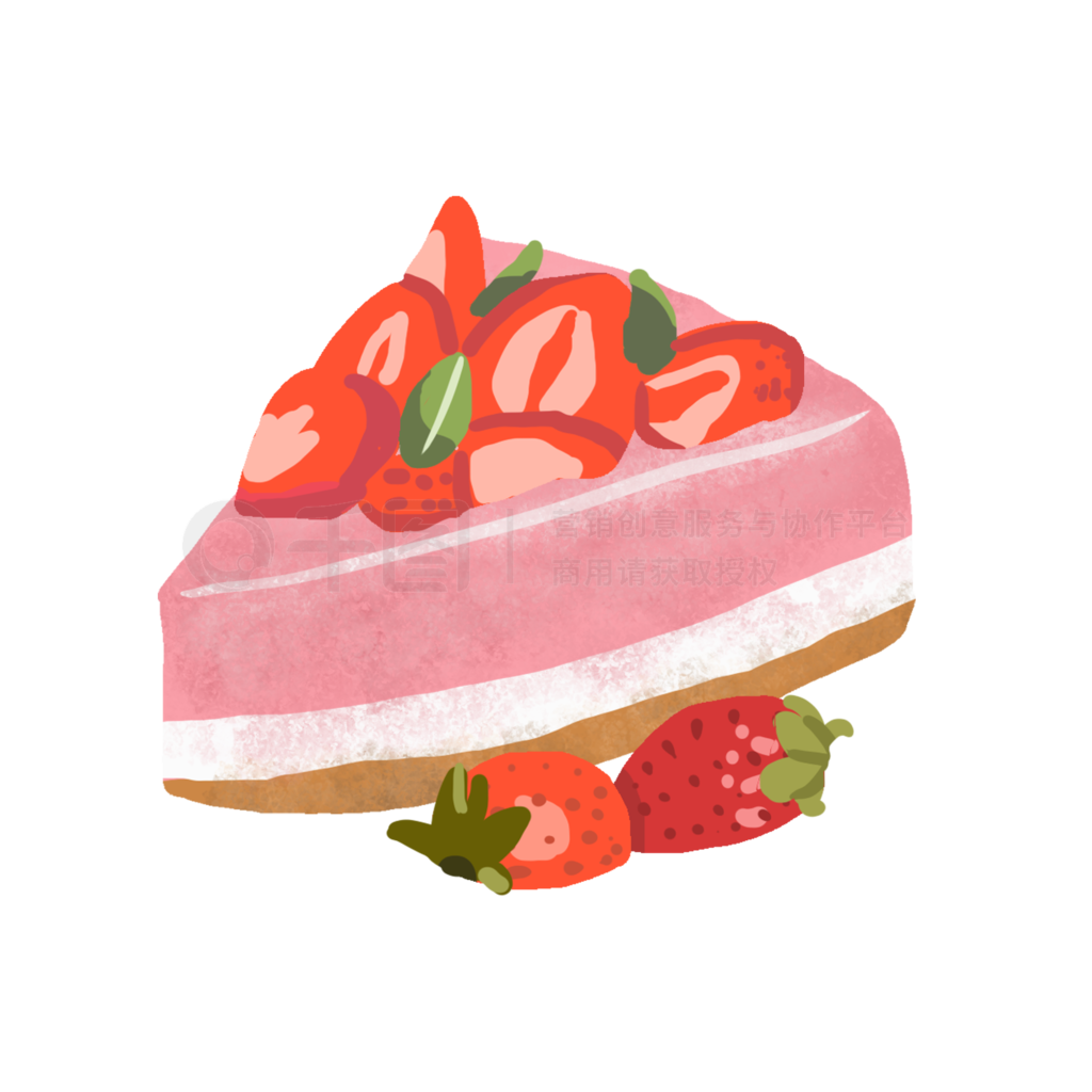 漂亮的草莓蛋糕插画图片_装饰图案_设计元素-图行天下素材网