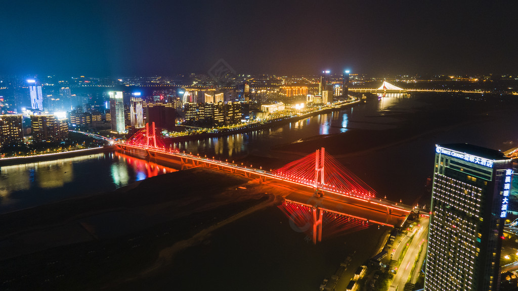 4k航拍延时南昌八一大桥城市夜景实拍视频免费下载