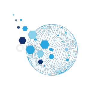 蓝色高科技感星球地球几何线条互联网络连接