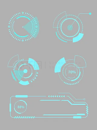 科幻科技未来光效光圈仪表盘矢量元素边框