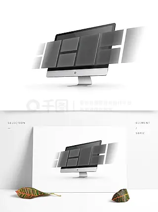 互联网电脑悬空广告展示科技界面元素