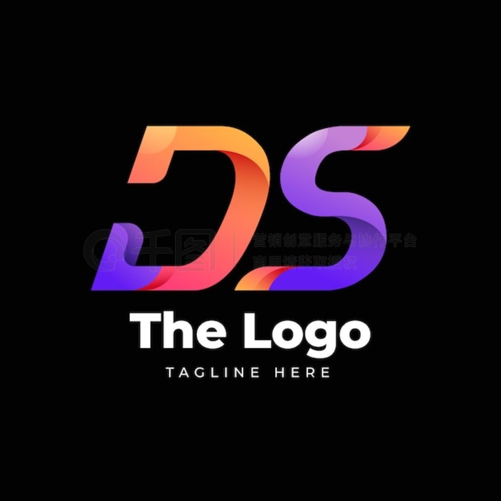 渐变 sd 或 ds 徽标模板logo标识标志商标