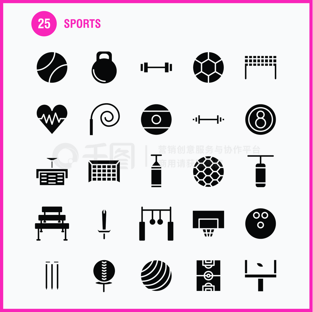 ԱͿԱSports Solid Glyph Icon Pack򣬸߶ͨ׮Сţʸͼ