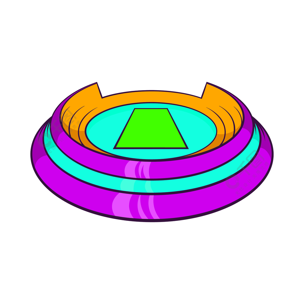 圆形体育体育场在白色背景上孤立的卡通风格的图标体育设施的象征圆形
