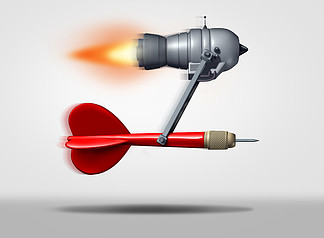 搜索引擎優化或seo符號作為飛鏢供電的紅色飛鏢，作為技術圖標，用于更快的互聯網服務搜索和優化目標在線營銷作為3d圖