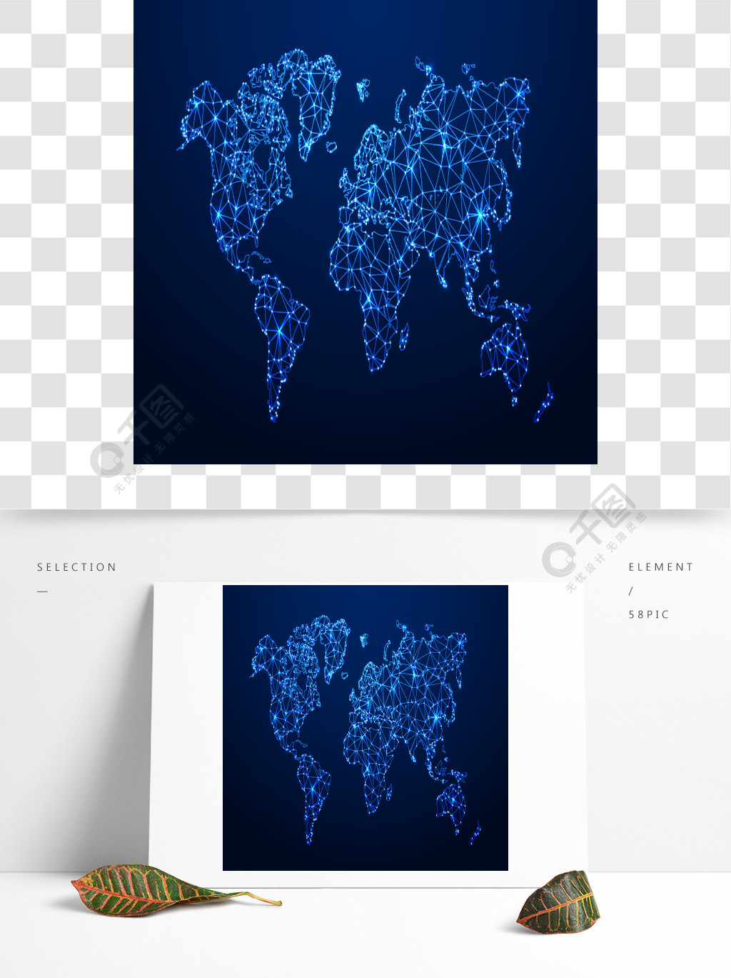 数字地球仪地图,蓝色多边形地球地图和世界互联网连接3d网格矢量概念