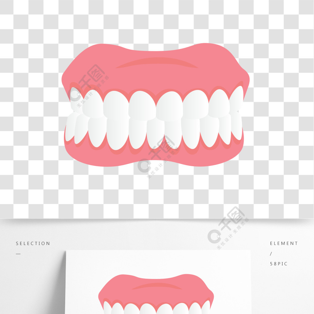 与牙和胶的牙齿下颌模型导航在白色背景隔绝的动画片例证牙齿下颌模型