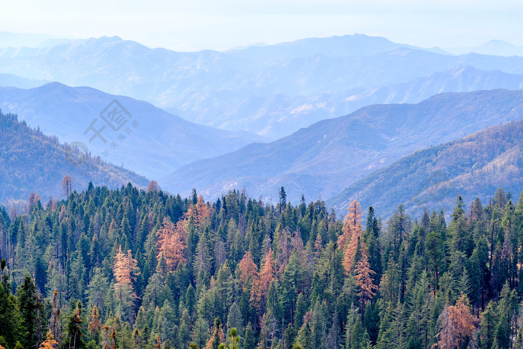 红杉国家公园山风景风景秋天美国加利福尼亚