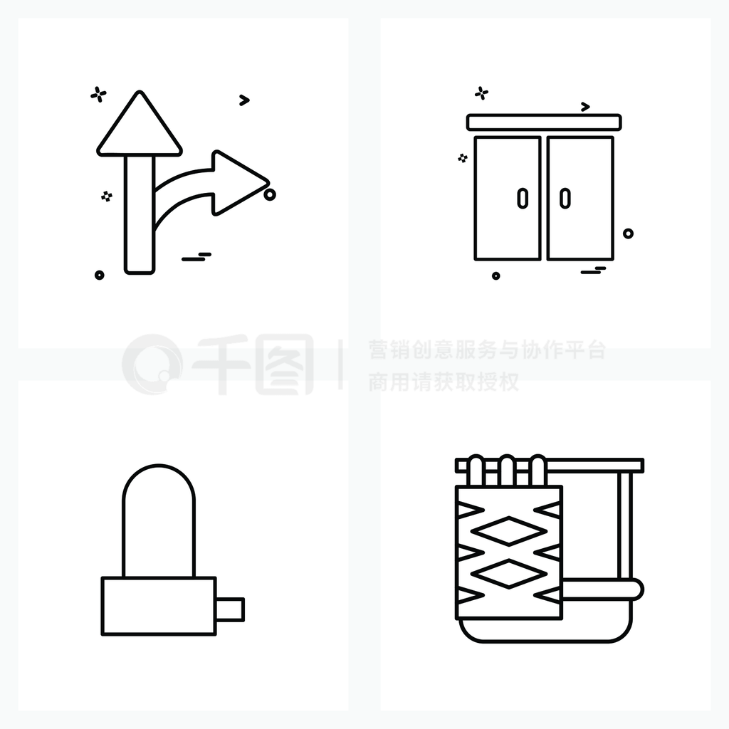 UI Set of 4 Basic Line Icons of arrow????֯ʸͼ