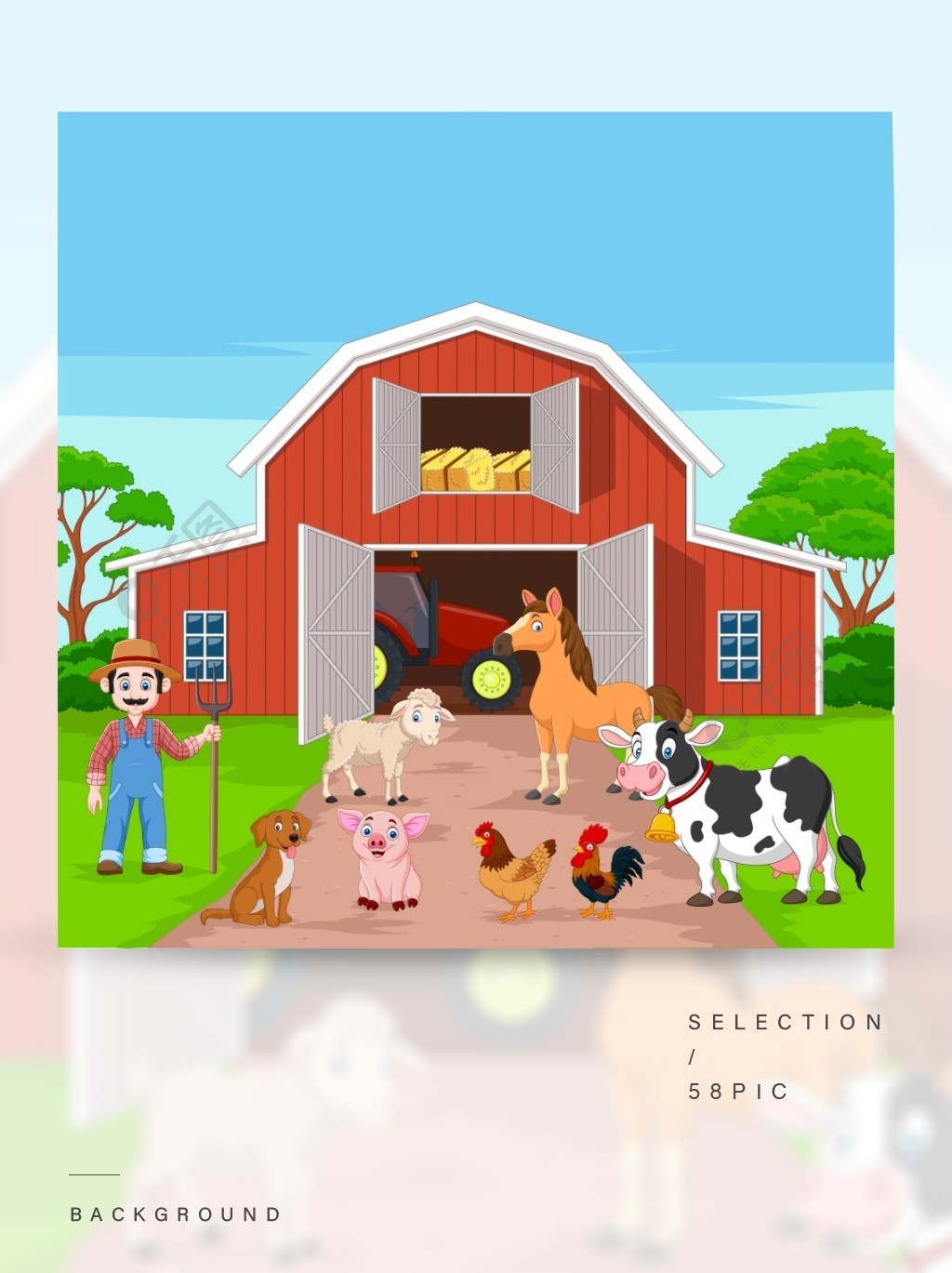 farm中的卡通农夫和农场动物1年前发布