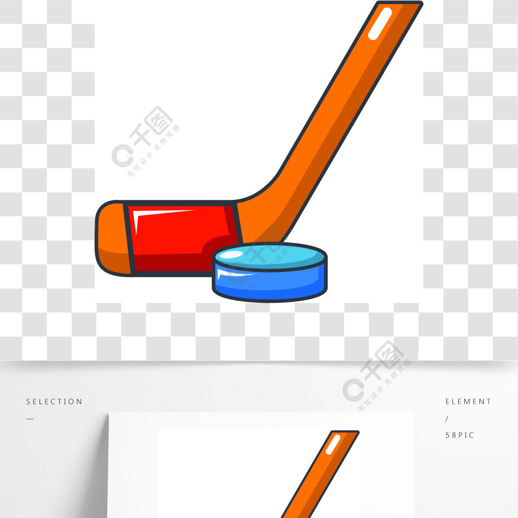 曲棍球棒和冰球的图标曲棍球棍和顽童的动画片例证导航网络设计的象