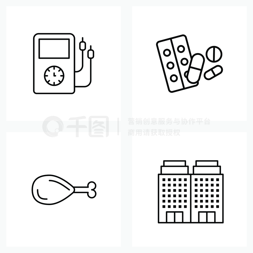 UI Set of 4 Basic Line Icons of ampe??ѹ?ҩ?ʸͼ