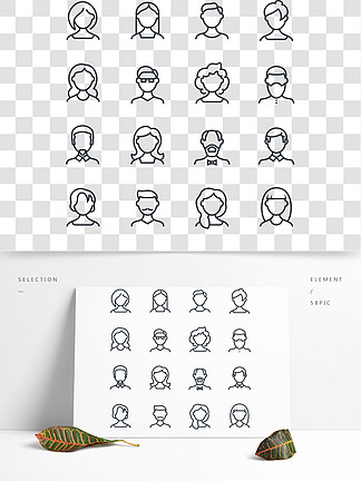 人物肖像,男性和女性的轮廓图女人和男人的脸线图标女性男性轮廓轮廓