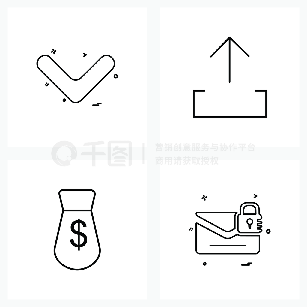 UI Set of 4 Basic Line Icons of arrow?Ǯ?ͷ??ʸͼ