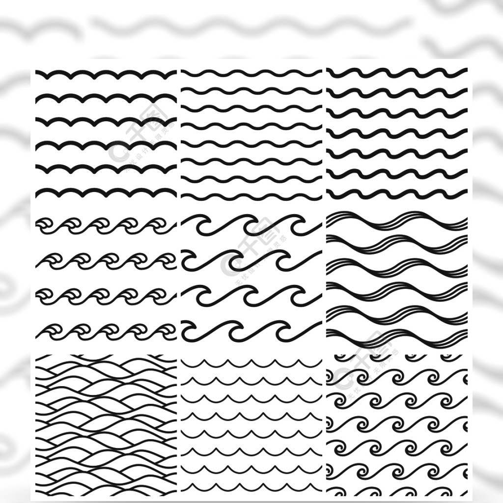 无缝的水波模式海浪,海水和波浪湖水色样式导航背景,抽象水波纹海洋
