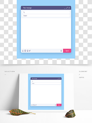 空白框ui收件箱邮件界面,互联网浏览器页面模板矢量图电子邮件窗口
