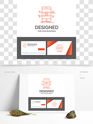 api,界面,手机,手机,智能手机的业务徽标模板橙色名片与品牌徽标模板