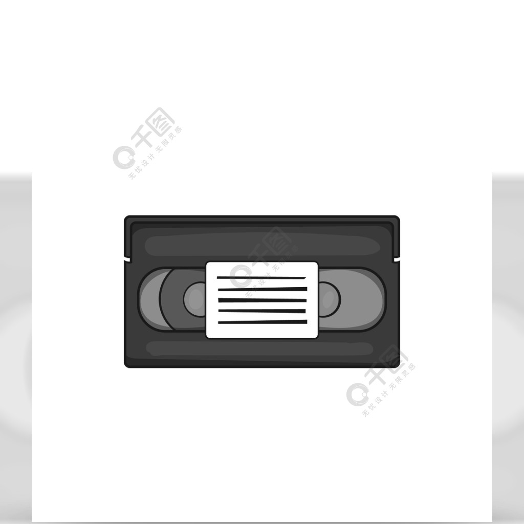 录像带中孤立的白色背景上的黑色单色风格的图标电影