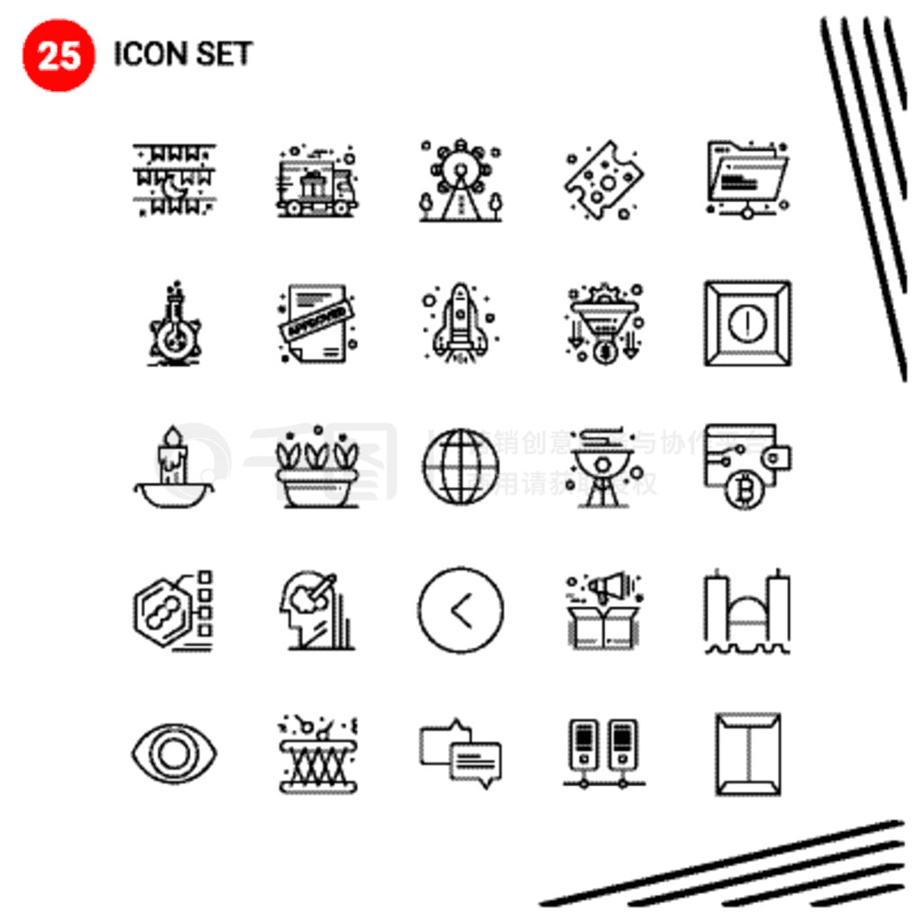 25ʸͼļWebƶ豸Pixleڰɫ־25 Icons ɫͼʸ